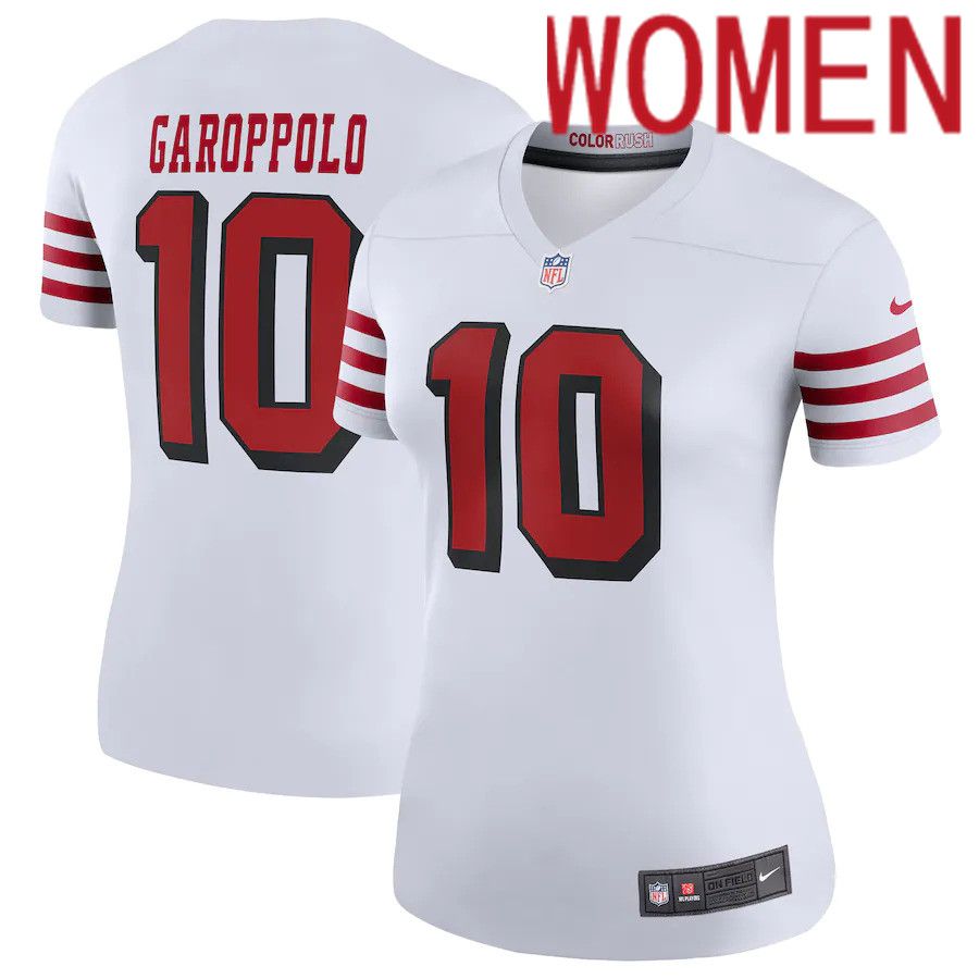 Women San Francisco 49ers 10 Jimmy Garoppolo Nike White Color Rush Legend Player NFL Jersey